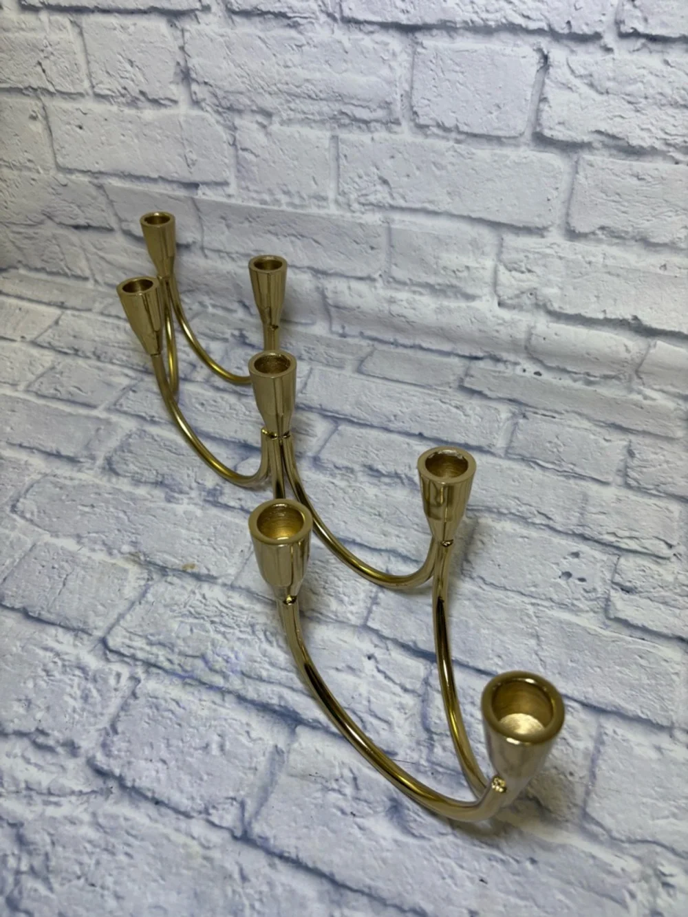 Brass Wave candelabra Seven Taper Candle Holder Vintage 22.5” Mid Century